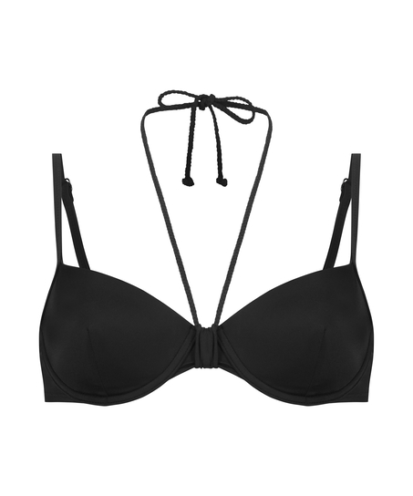 Top de bikini con aros y preformado Luxe, Negro