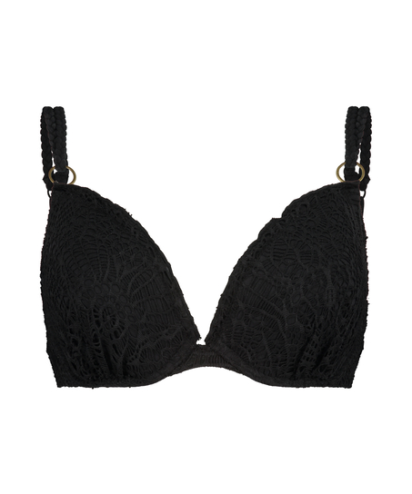 Top de bikini Crochet con aros preformado, Negro