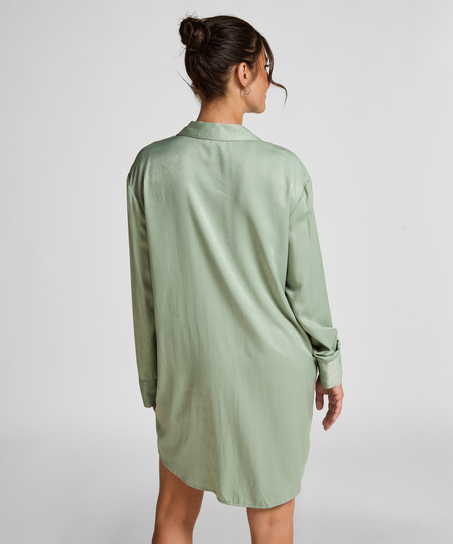Vestido camisero de satén Ayla, Verde