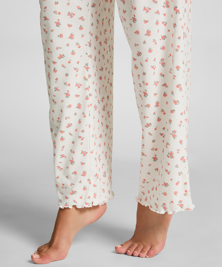 Pantalón de pijama acanalado, Blanco