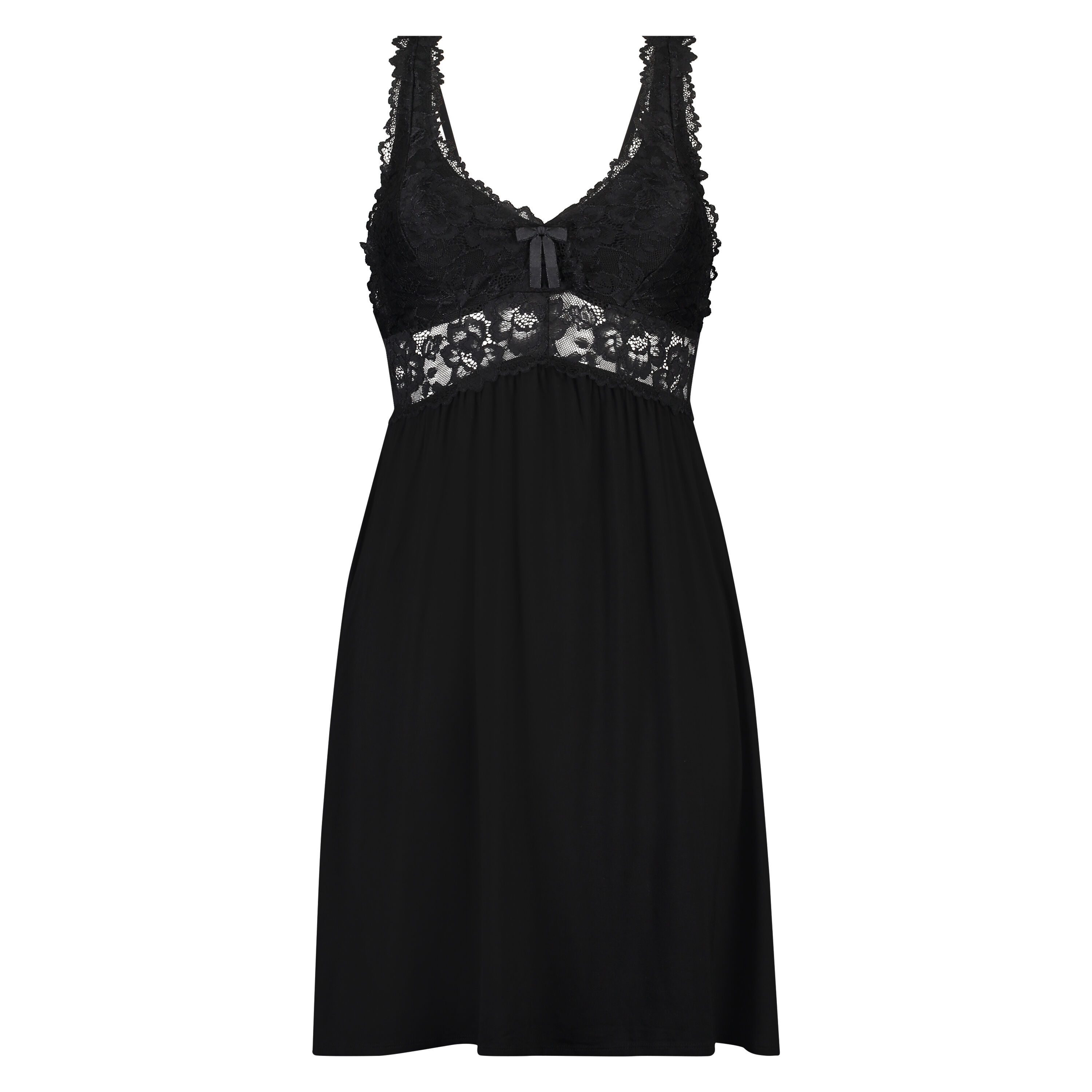 Vestido lencero Nora Lace, Negro