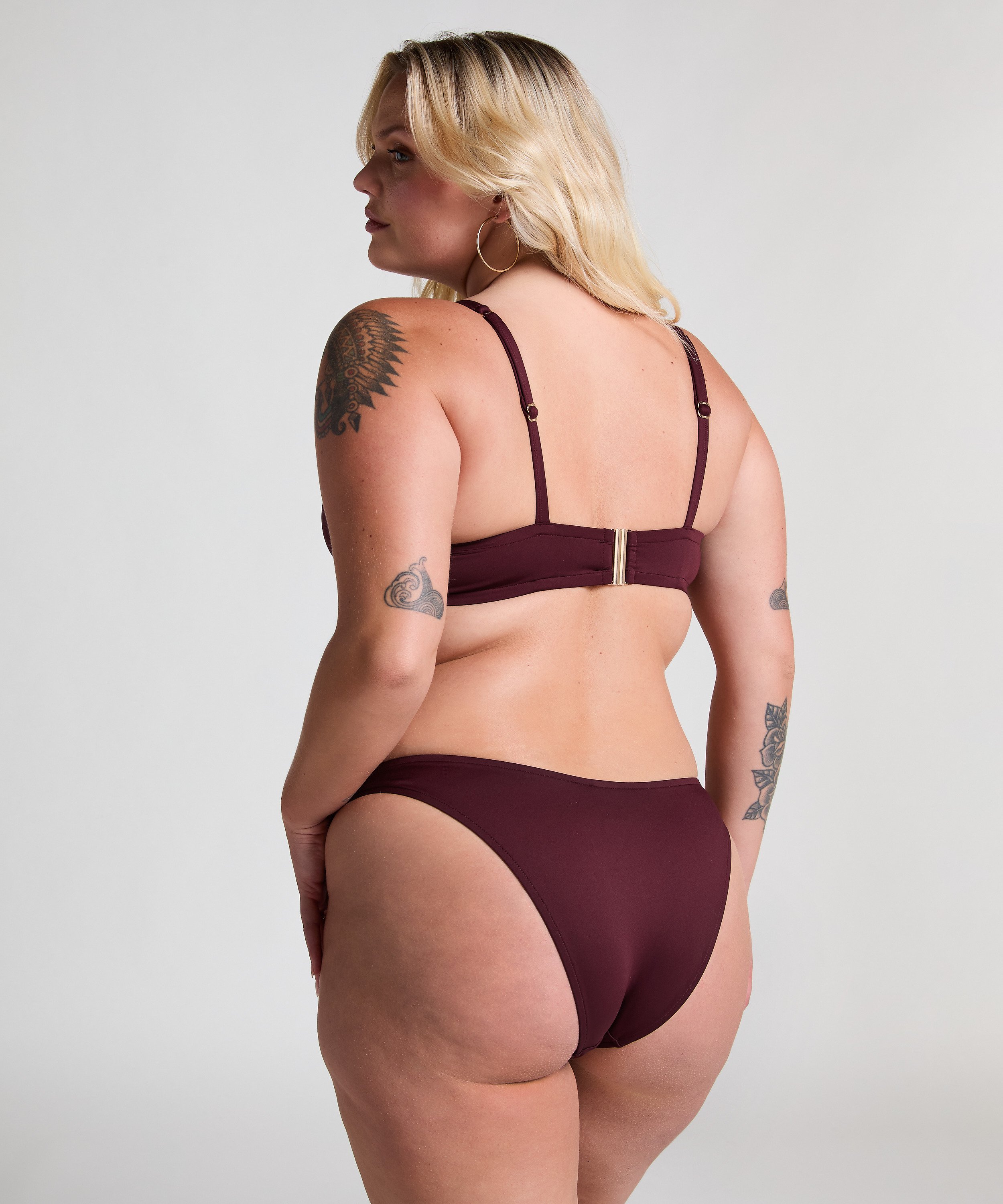 Braguita de bikini de tiro alto de neopreno, Morado, main