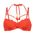Top de bikini con aros y preformado Scallop, Rojo