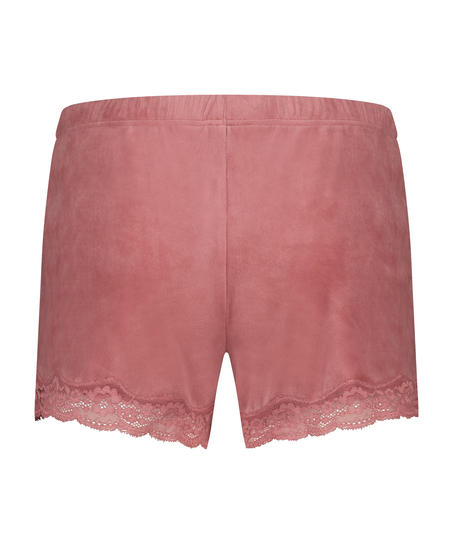 Pantal&oacute;n corto de terciopelo y encaje, Rosa