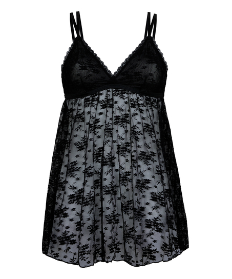 Babydoll Darcy de Encaje Floral, Negro