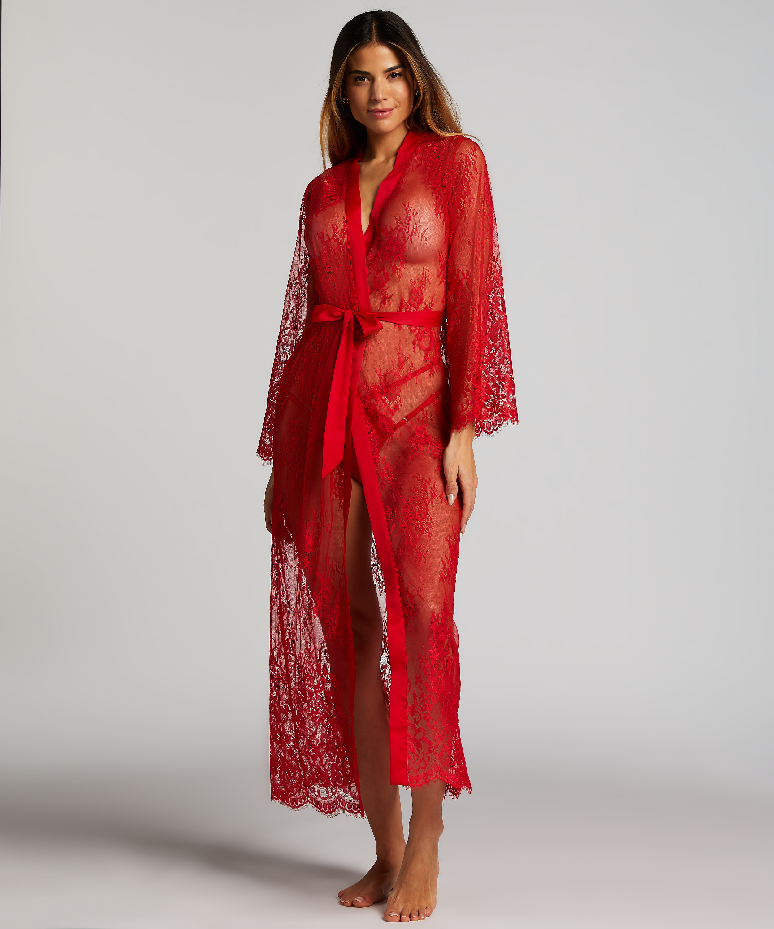 Kimono Allover Lace, Rojo, main