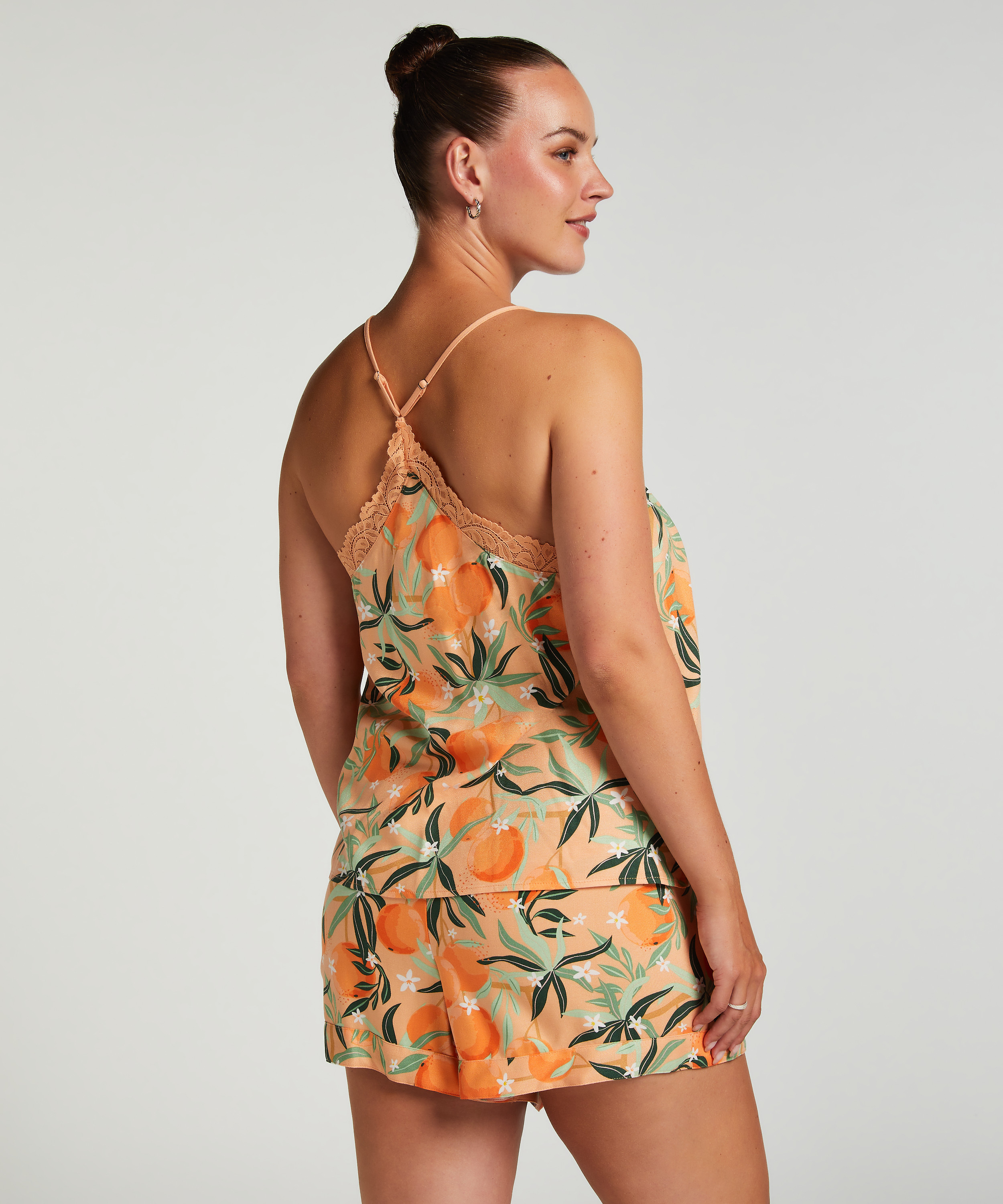 Camiseta top Woven Lace, Rosa, main