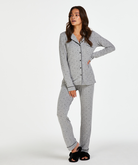 Conjunto de pijama largo, Gris