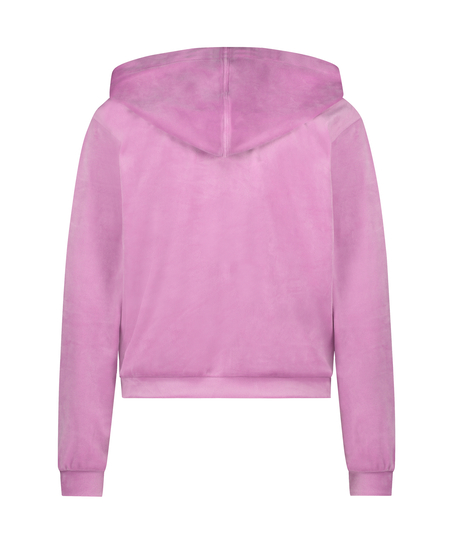 Chaqueta con capucha de terciopelo, Rosa