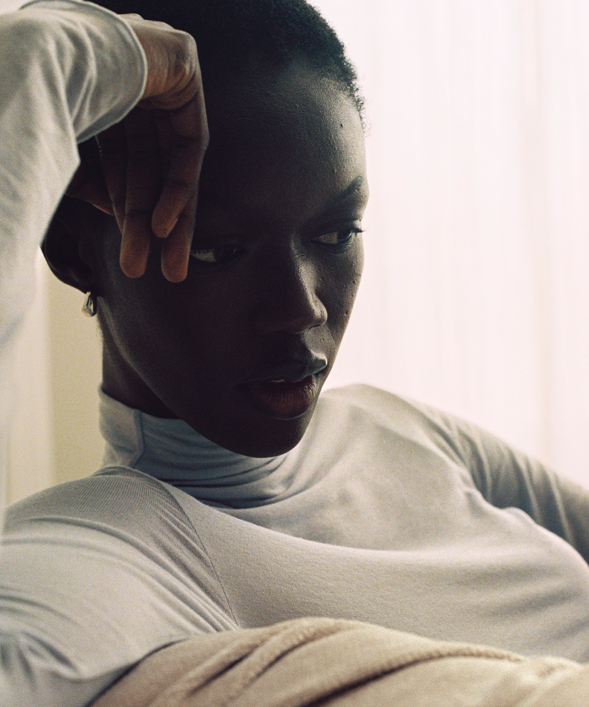 Camiseta de cachemir con cuello alto super suave, Azul, main