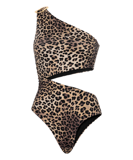 Conjunto de bikini asim&eacute;trico Amalia, Marr&oacute;n