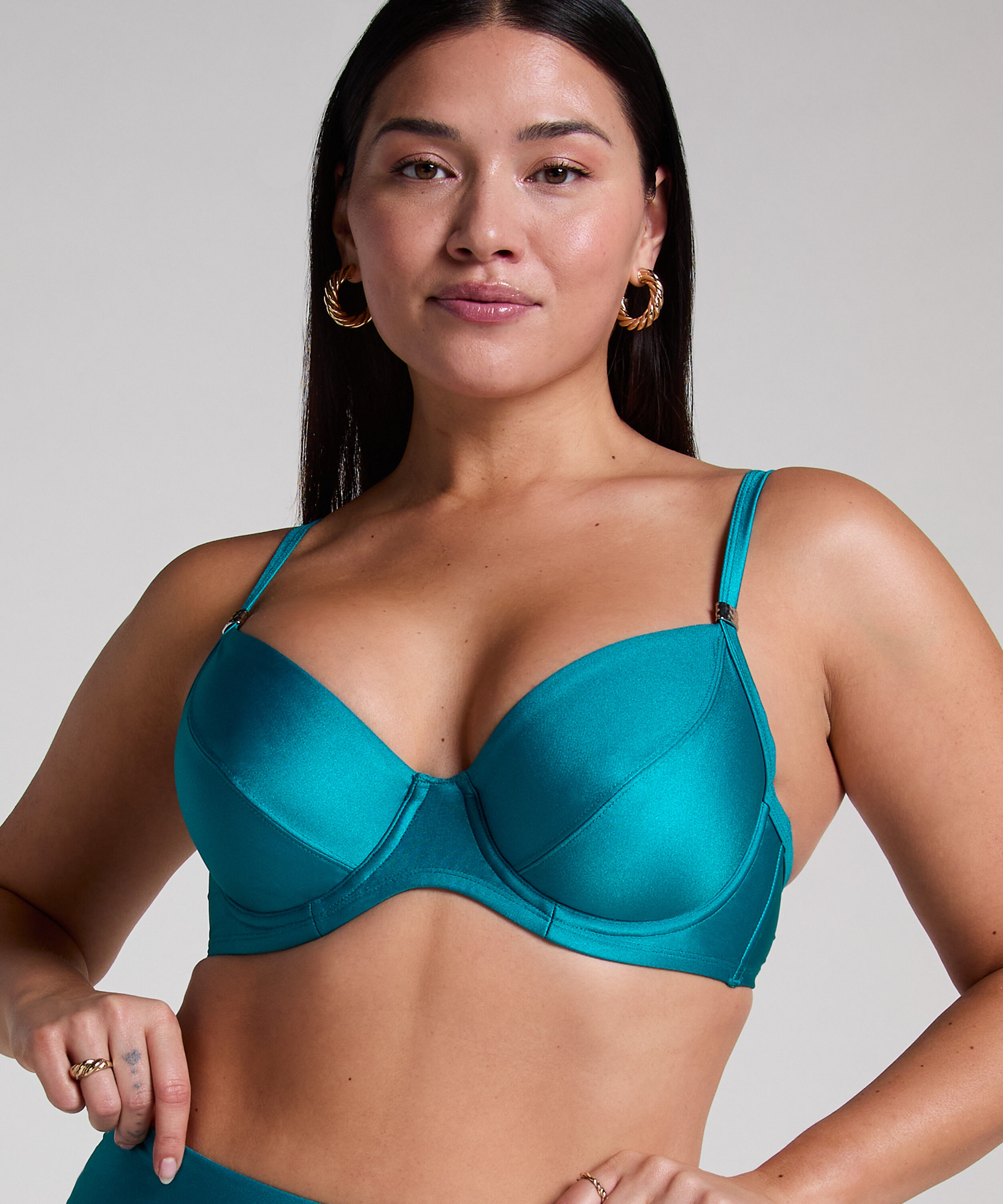 Top de bikini con aros sin relleno Aqua, Verde