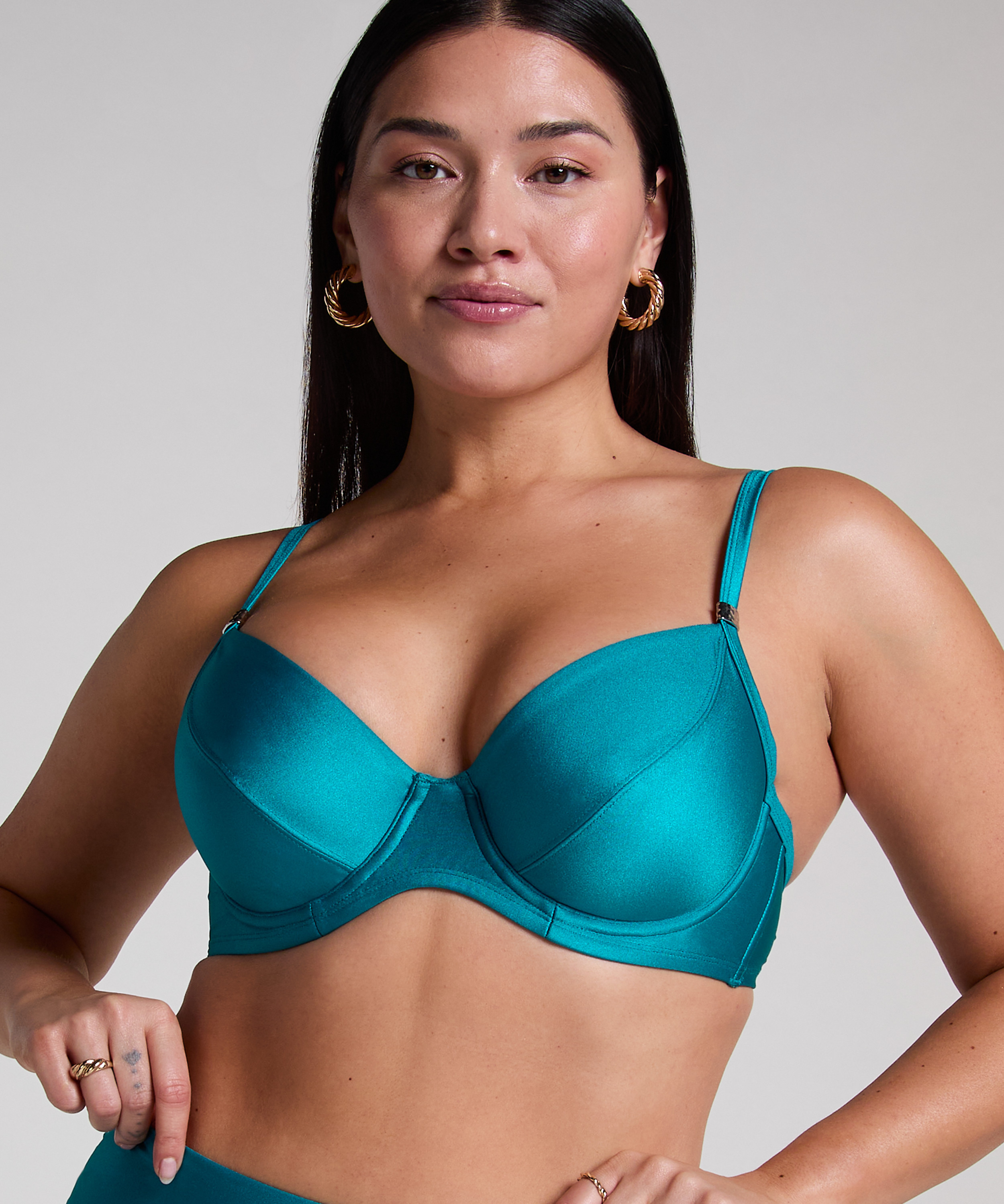 Top de bikini con aros sin relleno Aqua, Verde, main