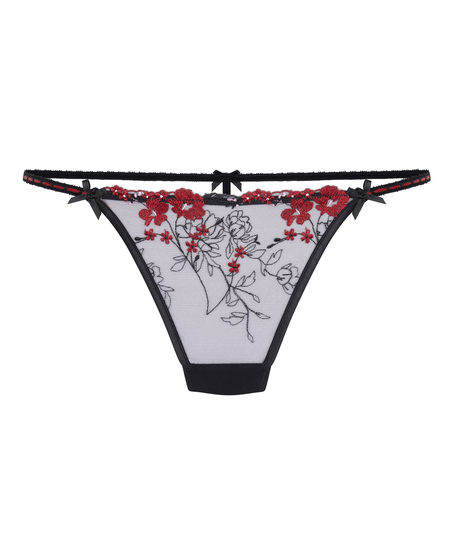 Tanga de corte alto Peonie, Negro