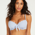 Top de bikini acolchado con aros Scallop, Azul