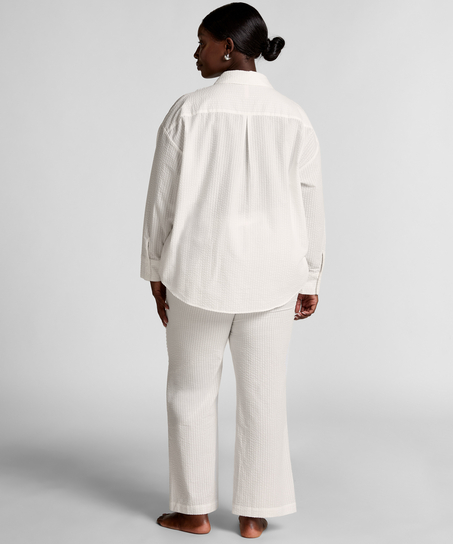 Top de pijama Algod&oacute;n Seersucker, Blanco