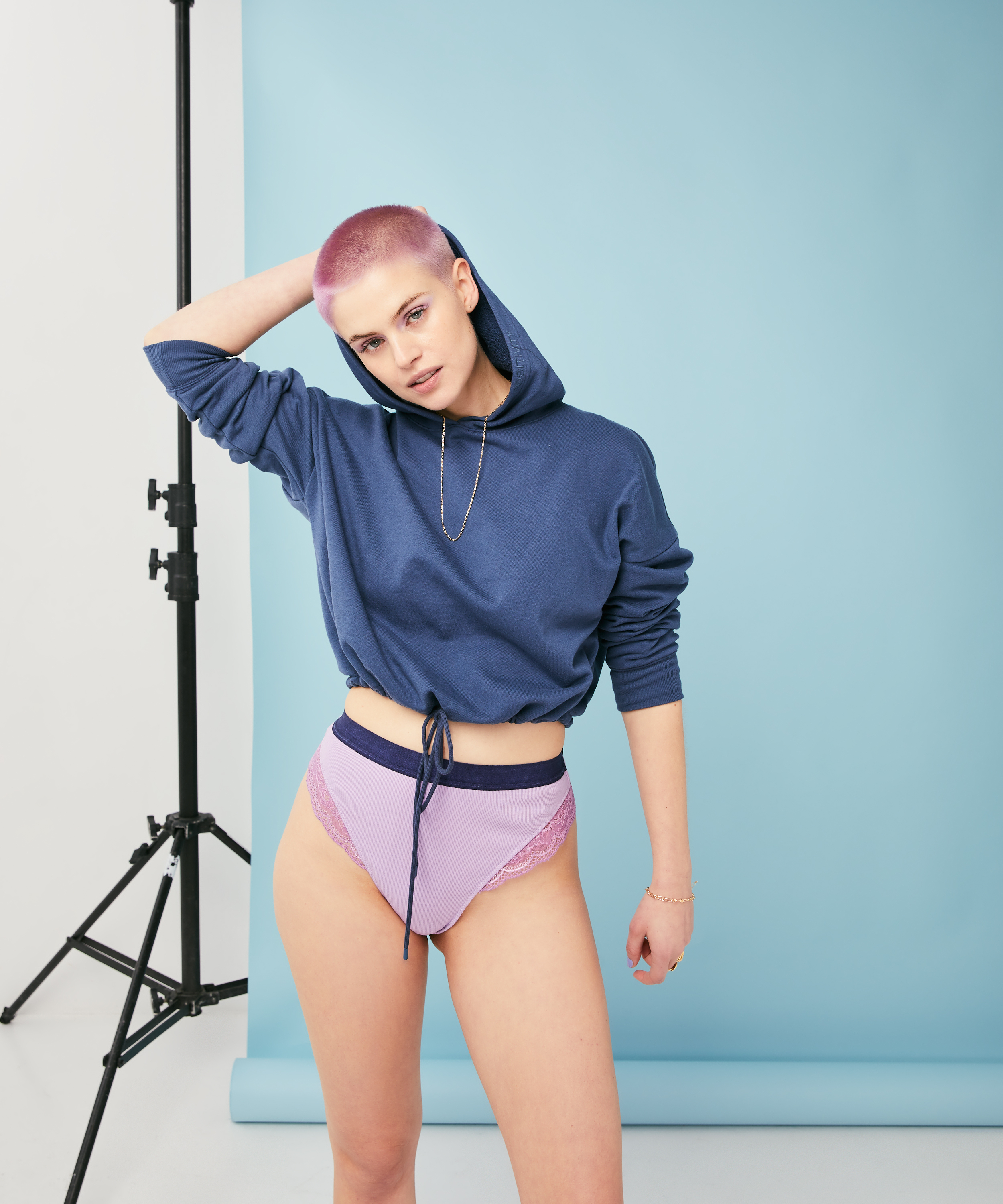 Tanga de corte alto Glo Up, Azul, main