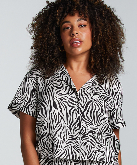 Chaqueta de manga corta de satén, Blanco