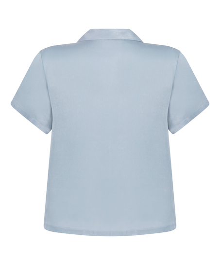 Chaqueta de manga corta de sat&eacute;n, Azul