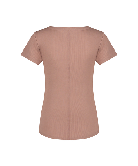 Top de pijama Henley, Marr&oacute;n