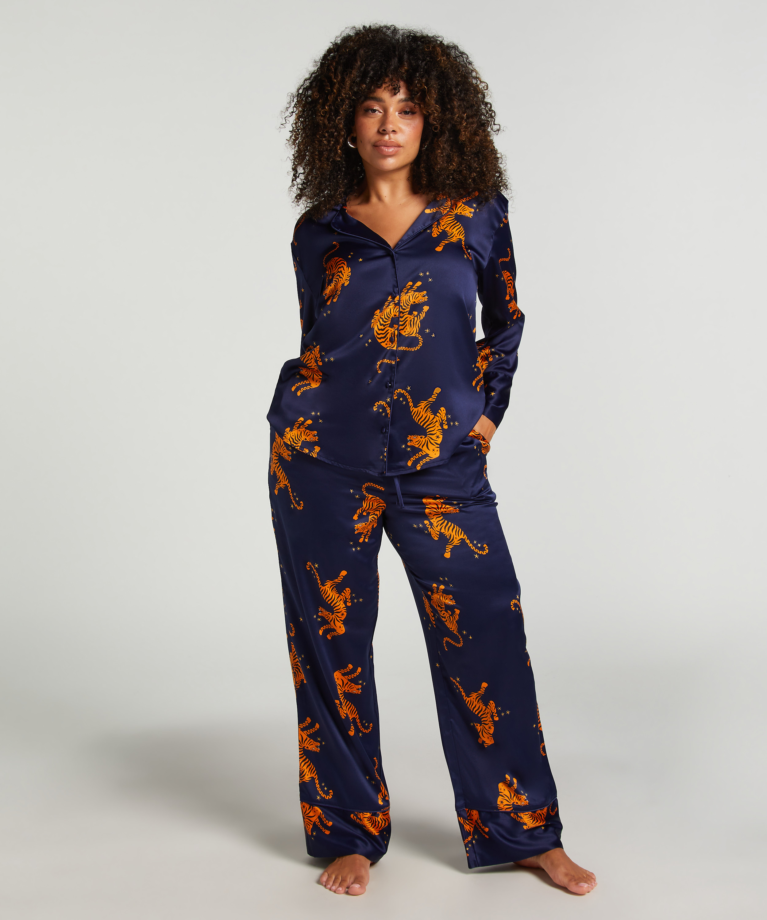 Chaqueta de manga larga y satén, Azul, main