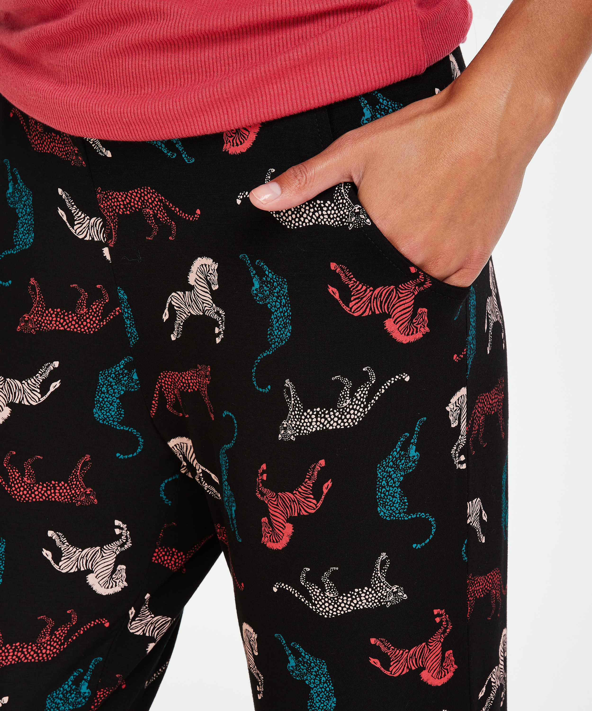 Pantalón de pijama de tejido de punto, Negro, main