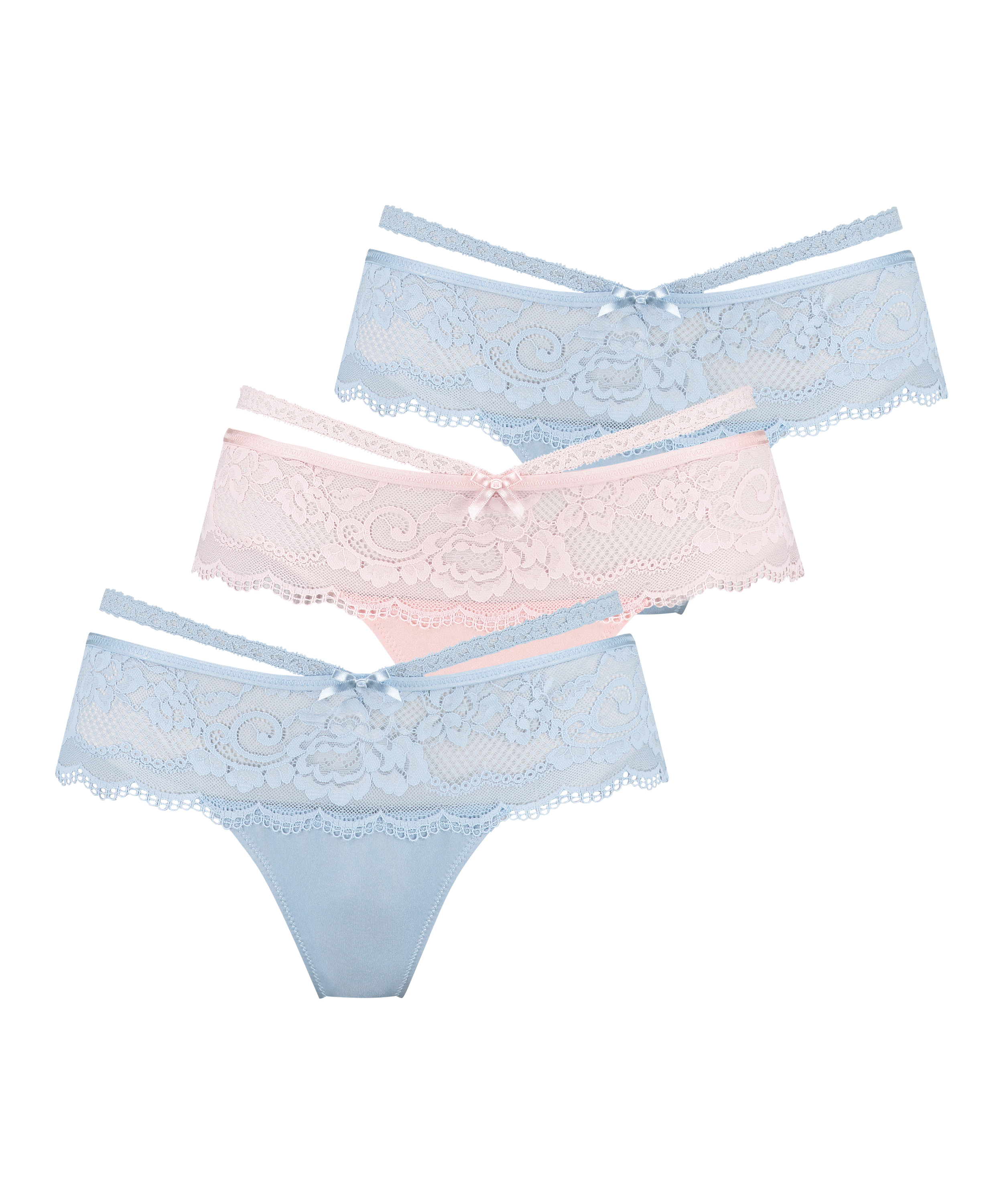 Lote de 3 tanga bóxer Quinn, Azul, main