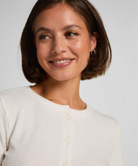 C&aacute;rdigan de Punto Acanalado, Blanco