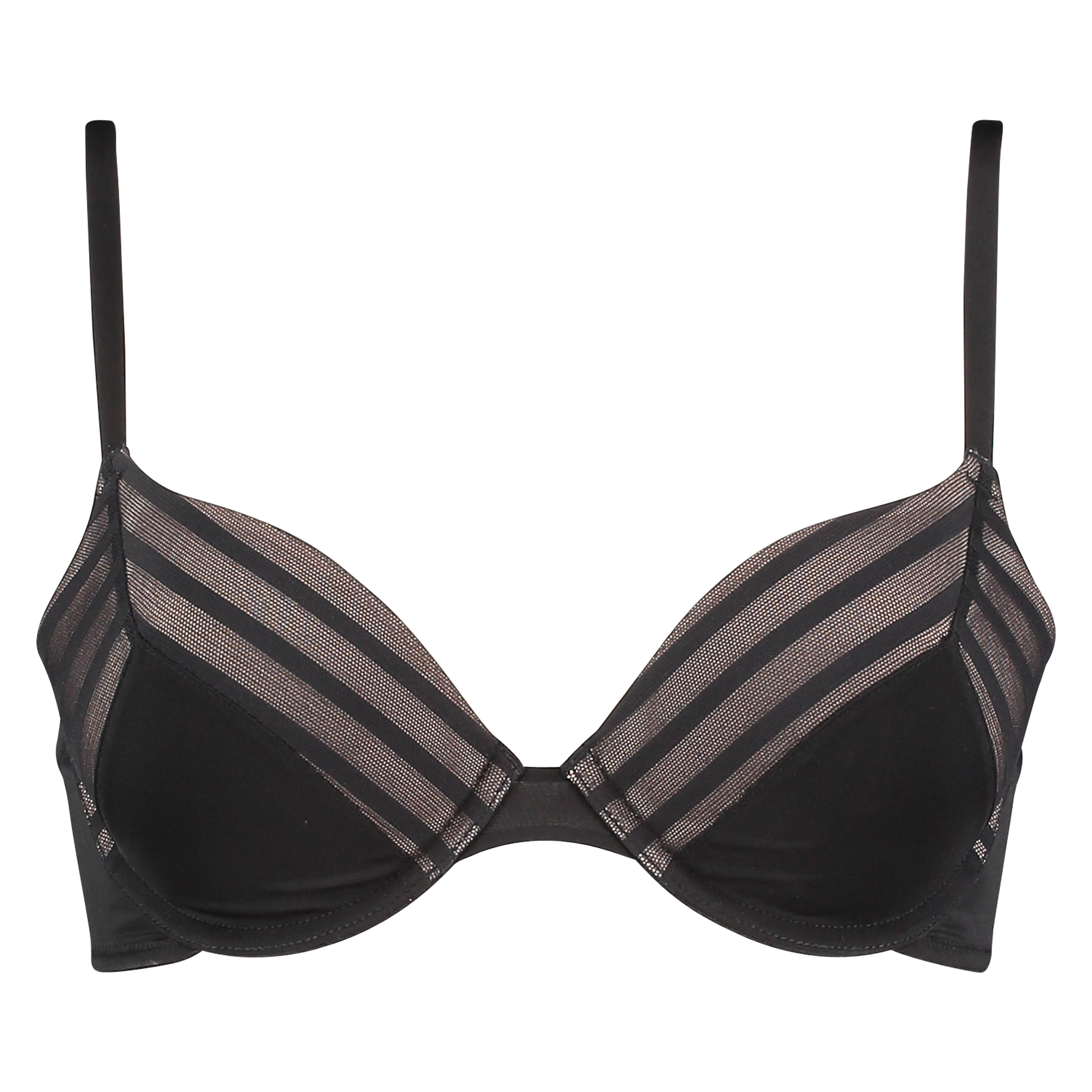 Padded and underwired bra Sheila stripe, Negro, main