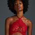 Sujetador cuello halter con aros sin relleno Eve, Rojo