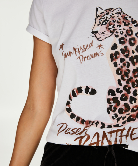 Top de pijama de manga corta, Blanco