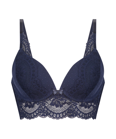 Sujetador preformado push-up longline, Azul