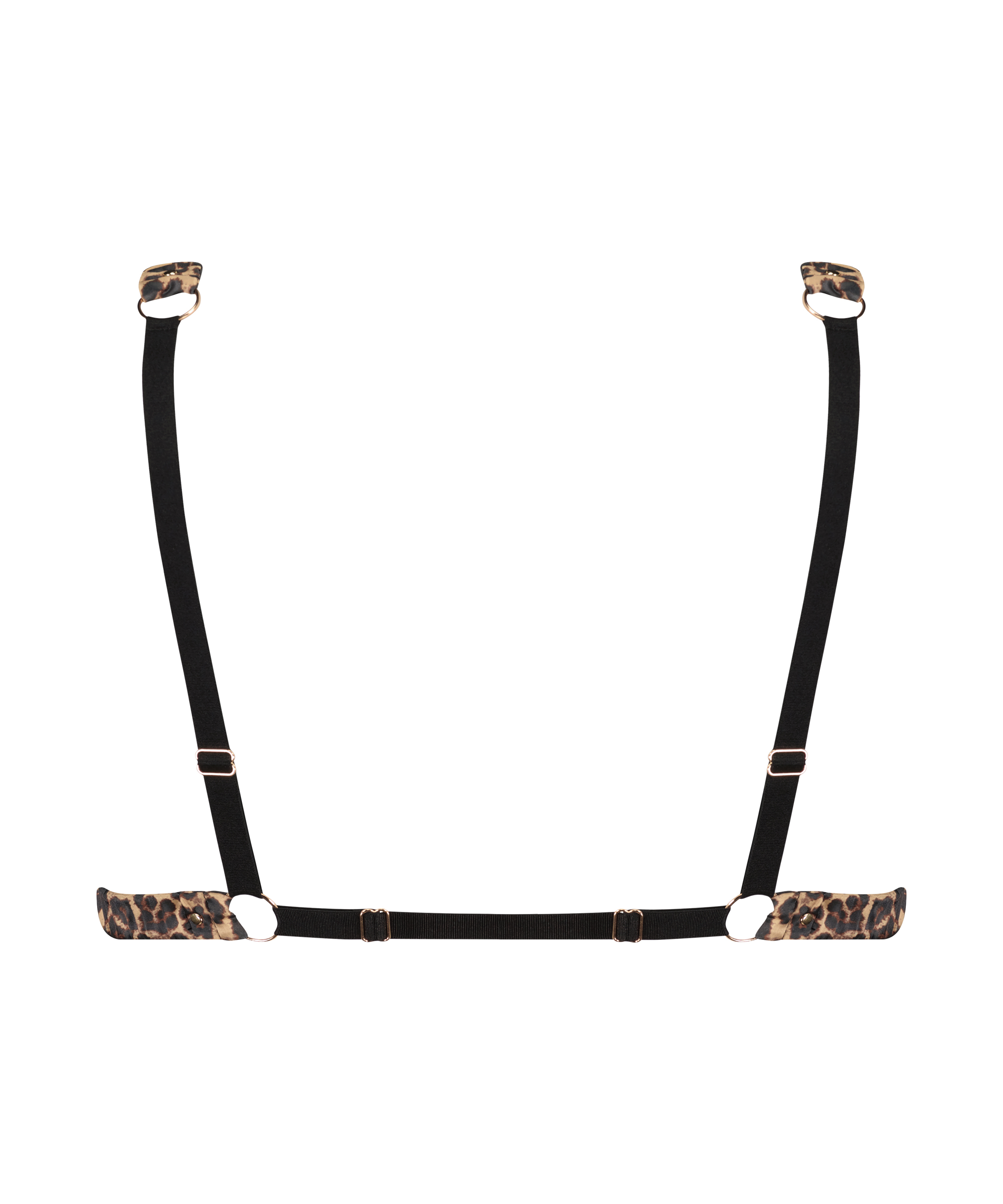 Bralette de sat&eacute;n de leopardo, Negro, main