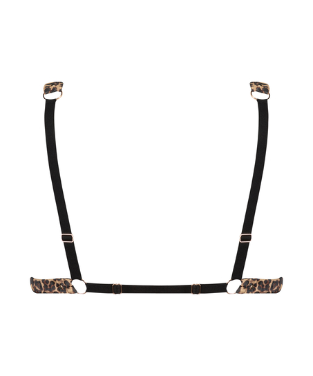 Bralette de sat&eacute;n de leopardo, Negro