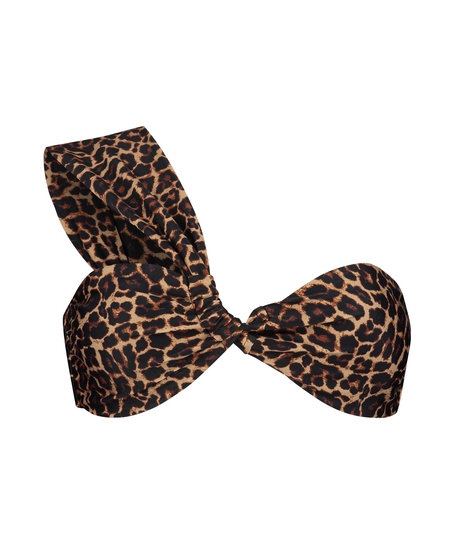 Top de bikini preformado y un hombro descubierto Animal HKM x NA-KD, Marrón