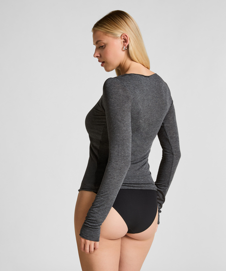 Camiseta super suave de cachemir con escote barco, Gris