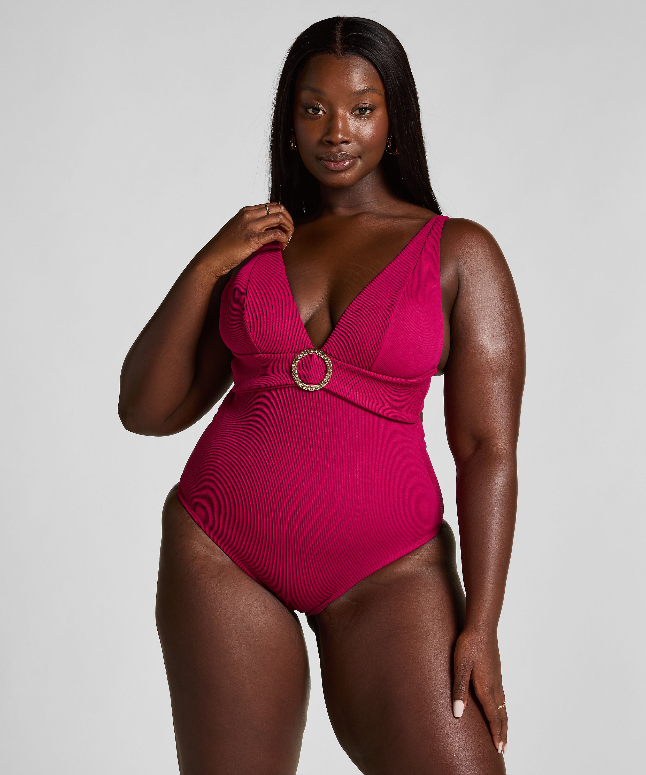 Traje de baño con anillas Crinkle