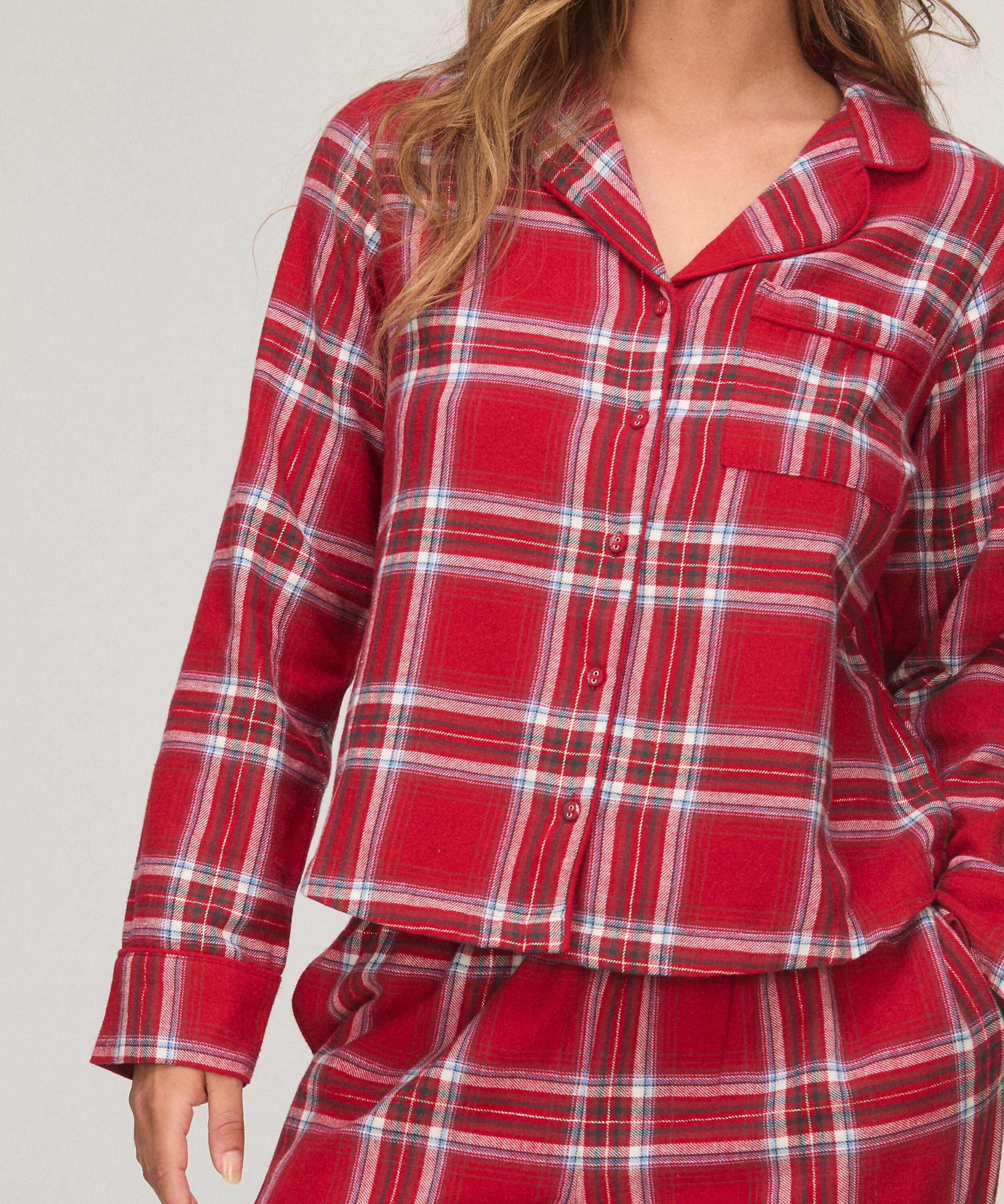 Top de pijama de franela, Rojo