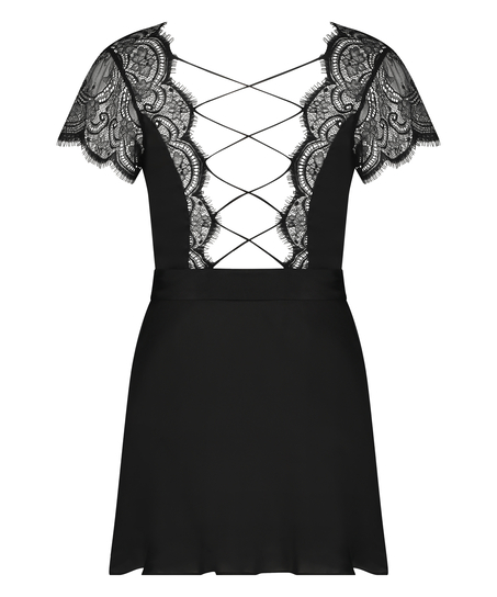 Kimono de satén Coco, Negro