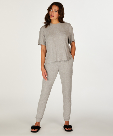 Top de manga corta en canal&eacute;, Gris