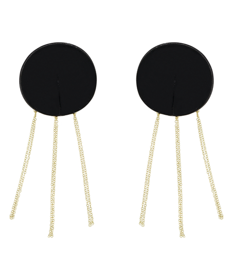 Cubrepezones con cadena y diamantes, Negro