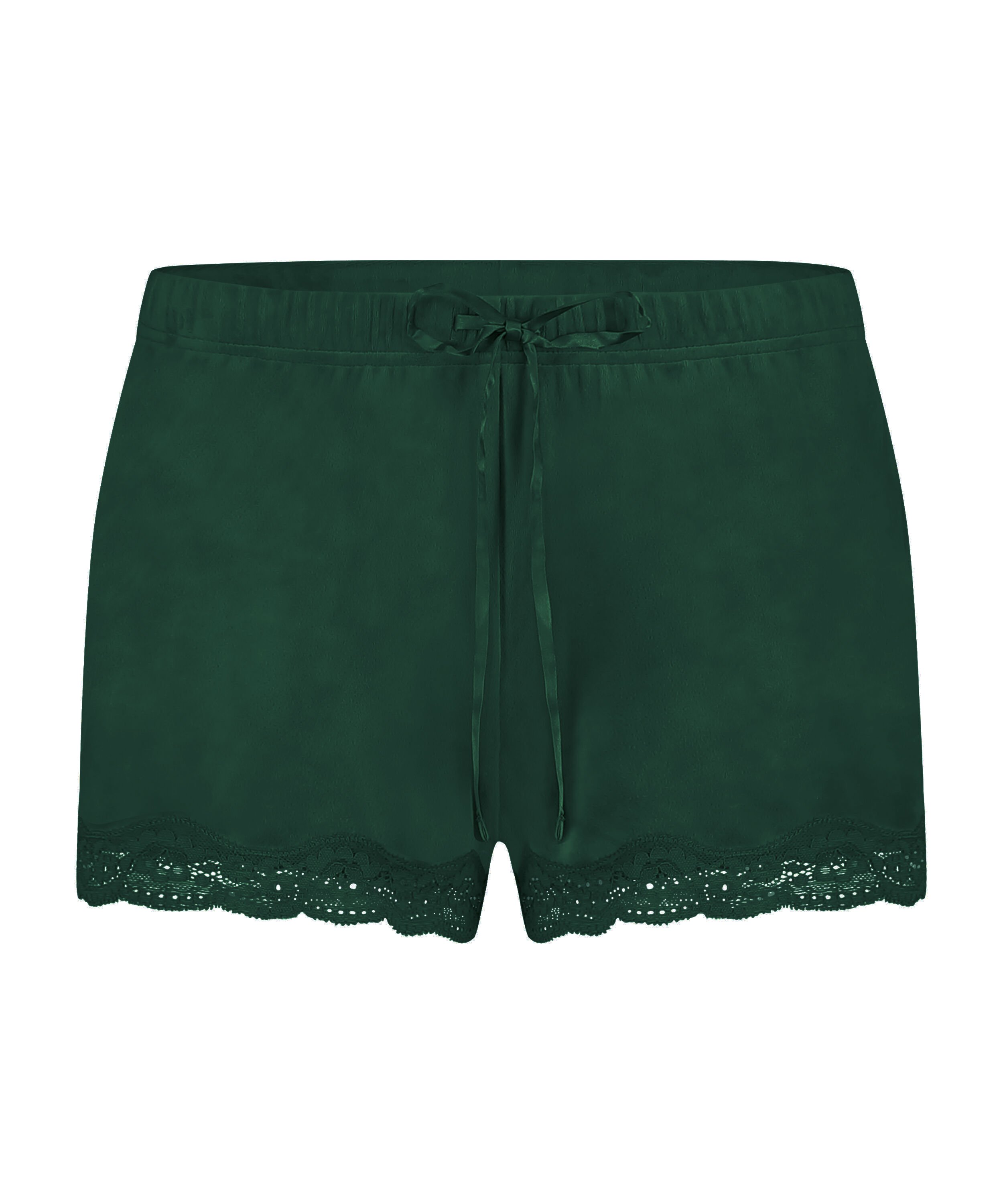 Pantal&oacute;n corto de terciopelo y encaje, Verde