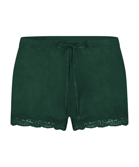 Pantal&oacute;n corto de terciopelo y encaje, Verde