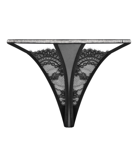 Tanga de pernera alta Odette, Negro