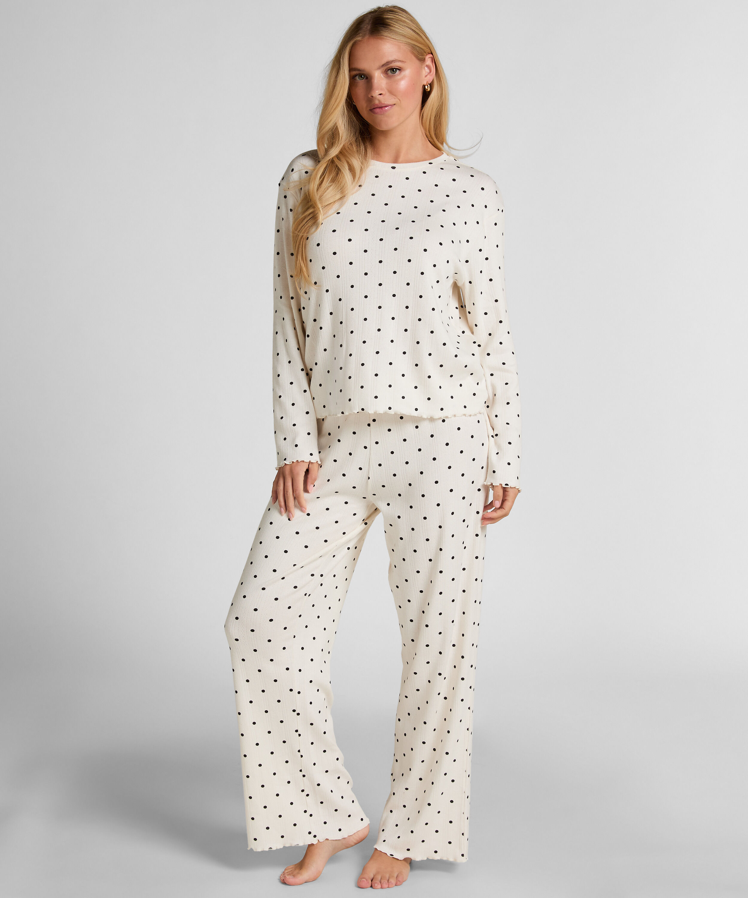 Pyjama Pant Loose Pointelle, Blanco