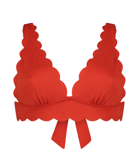 Top de bikini triangular Scallop, Rojo