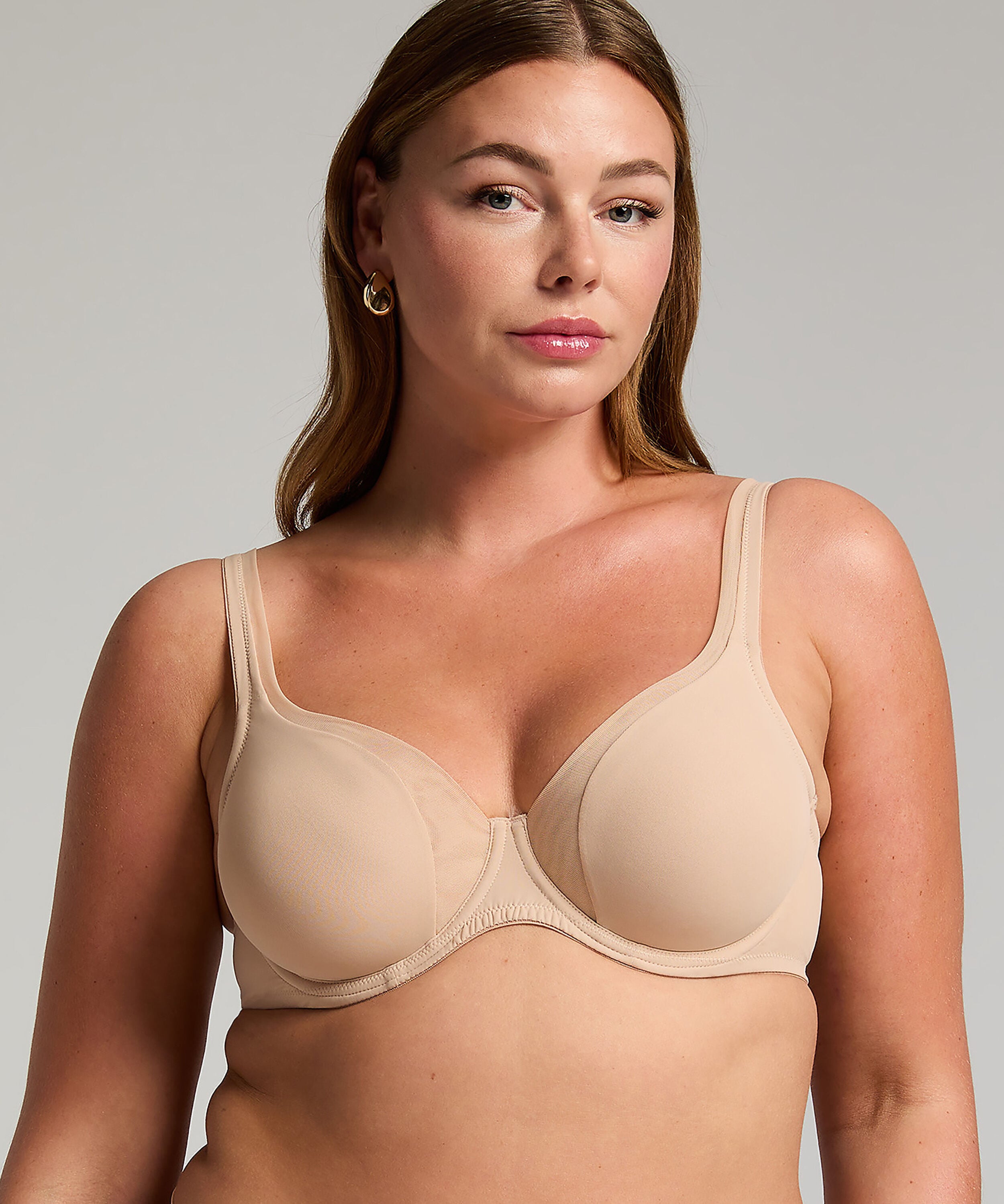 Sujetador con aros no preformado Mesh, Beige