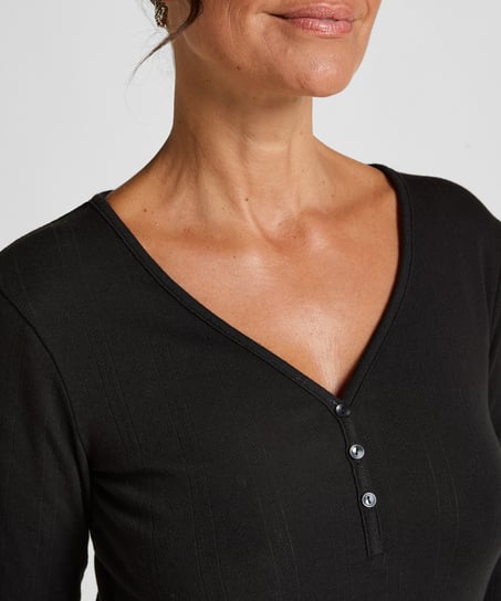 Top de pijama Henley, Negro