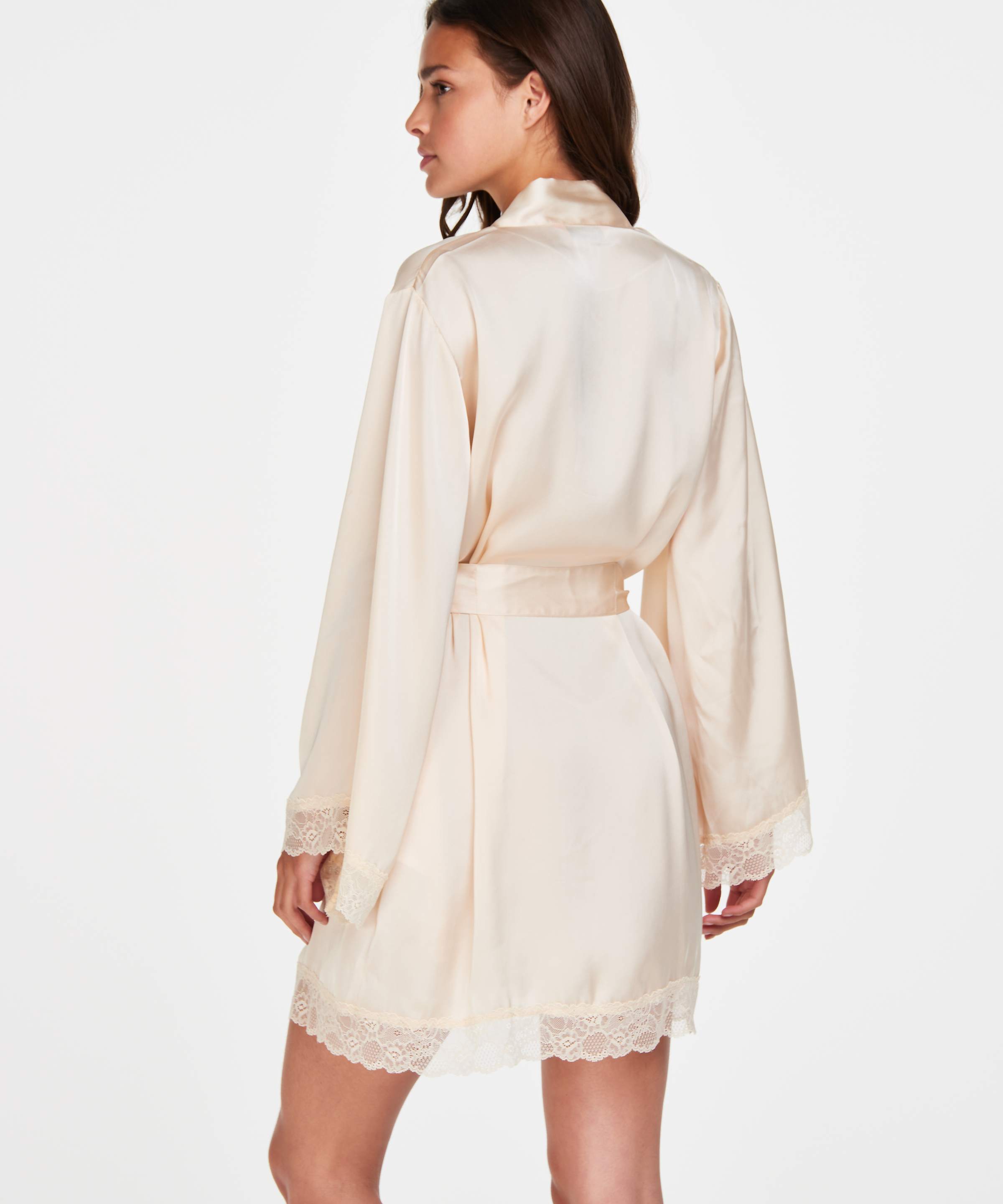 Kimono de satén meili, Beige, main