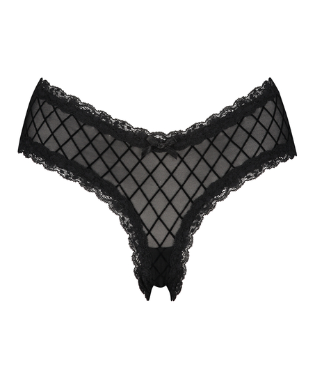 Brasileña en forma de V burn-out mesh, Negro